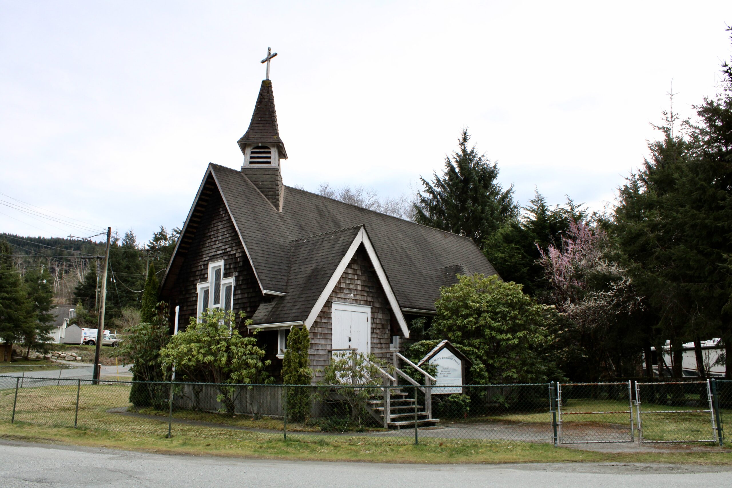 Historic church building representing Port Renfrew’s heritage and community spirit.